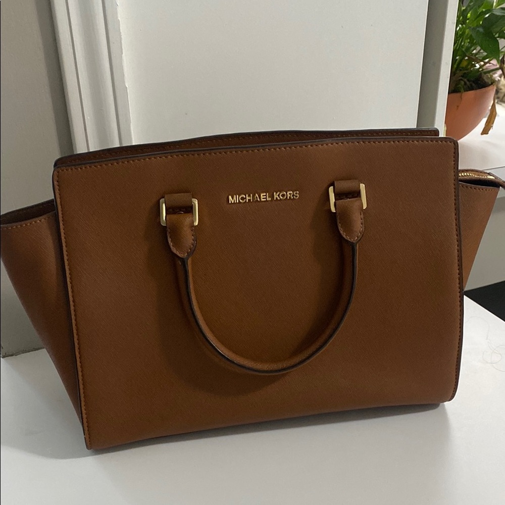 Michael Kors Brown Selma Satchel with Gold Hardware SALE
